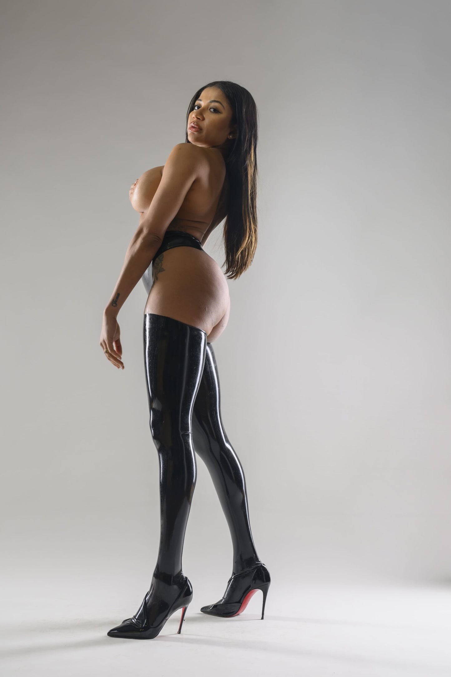 Black Latex Stockings image 4