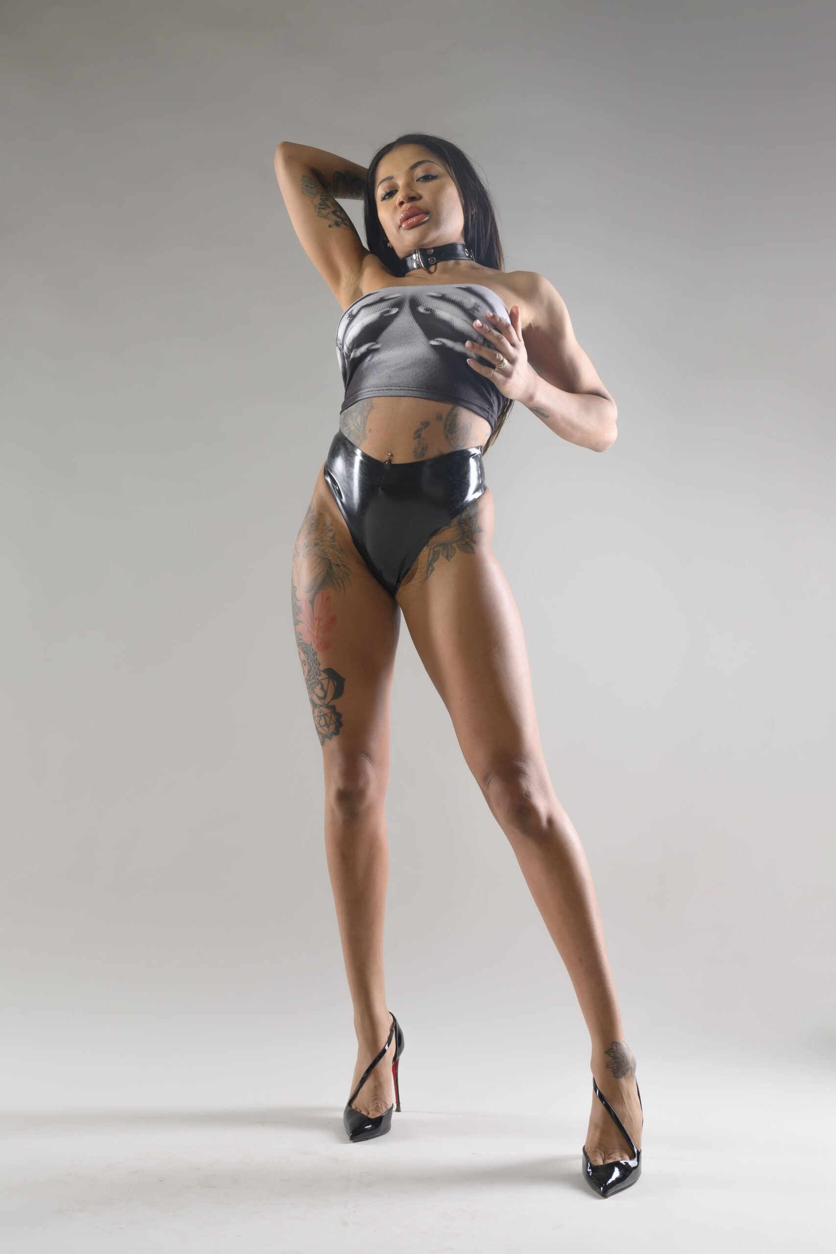 Black Latex Hotpants image 2